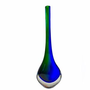 Murano glass Sommerso vase with blue and green color transition 13 1/2” tall